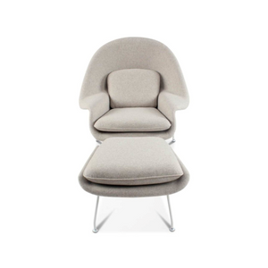 Reproduction of Eero Saarinen Womb Chair & Ottoman - Light Grey Cashmere Wool